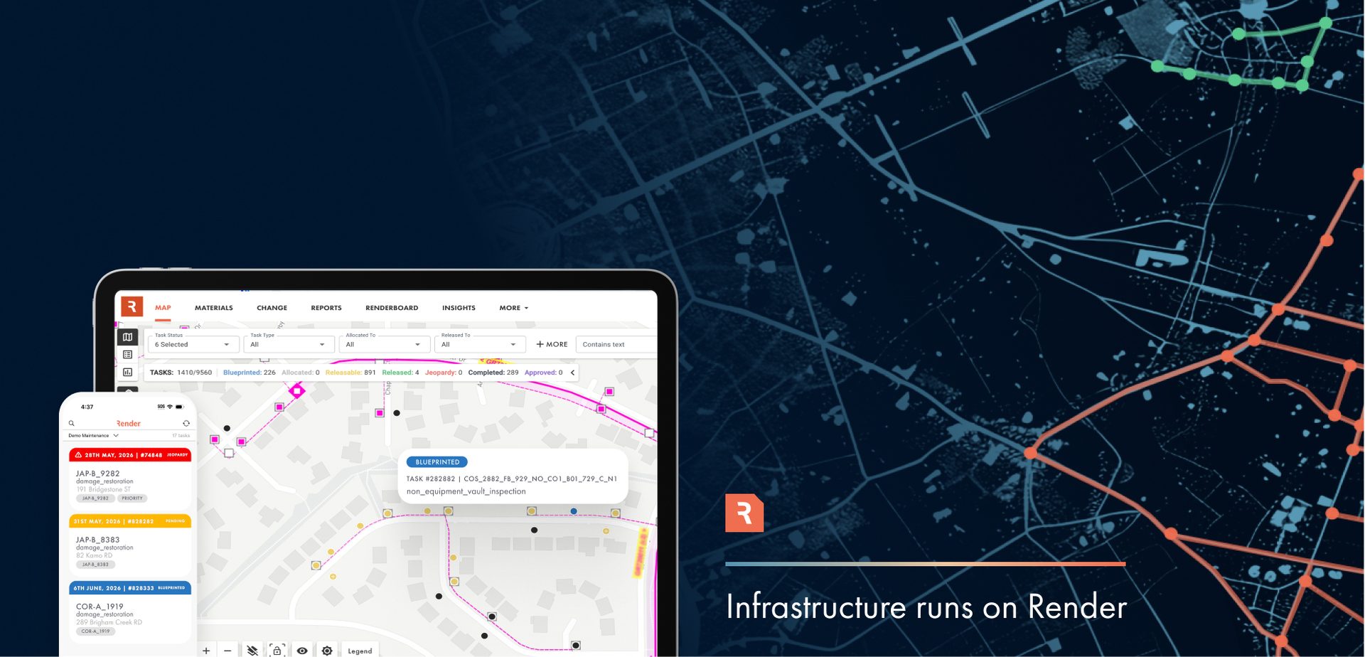 Render Networks infrastructure construction software